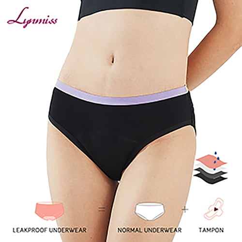 2023 Color Block Mid-Waist women period panties manufacturer leak proof culotte menstruelle Black menstrual underwear