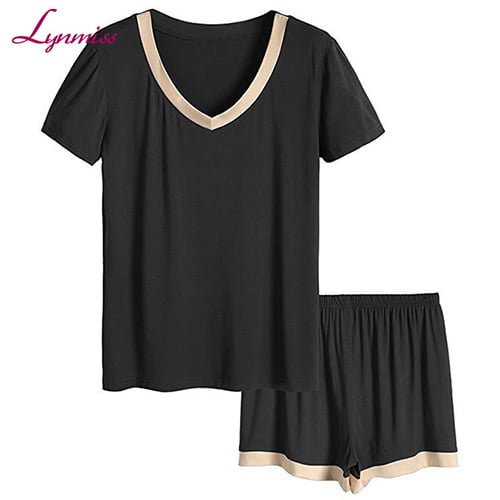 Wholesale High Quality V-Neck Summer Sleepwear Modal Short Sleeve Pajamas Set For Women