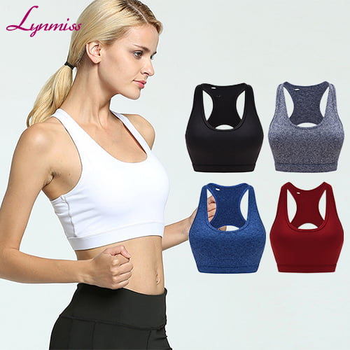 Women Compression Padded Yoga Bra with Poscket Sportswear Elastic Running Gym Top Sports Bra