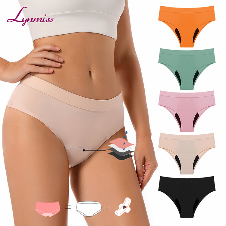 Lynmiss 4 Layer Super Heavy Flow Full Cover Leak Proof Menstrual No Pfas Women’S Recycled Bamboo Absorbent Period Panties Wholesale