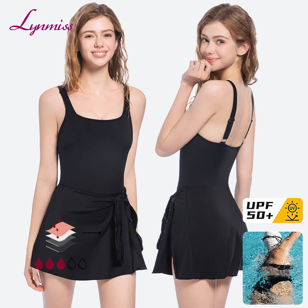 LYNMISS LY3089 Stylish Leakproof Period Swimwear for Teens One-Piece Swimdress with Built in Protection