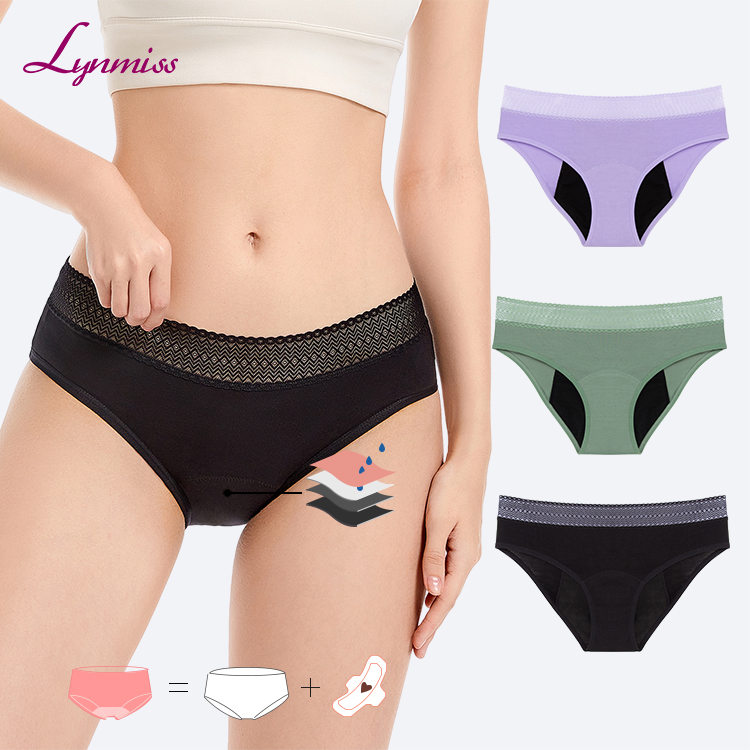 Women Breathable Underwear Leak Proof Panties Mid-waist Sewing Design waterproofing Menstrual Period Panties