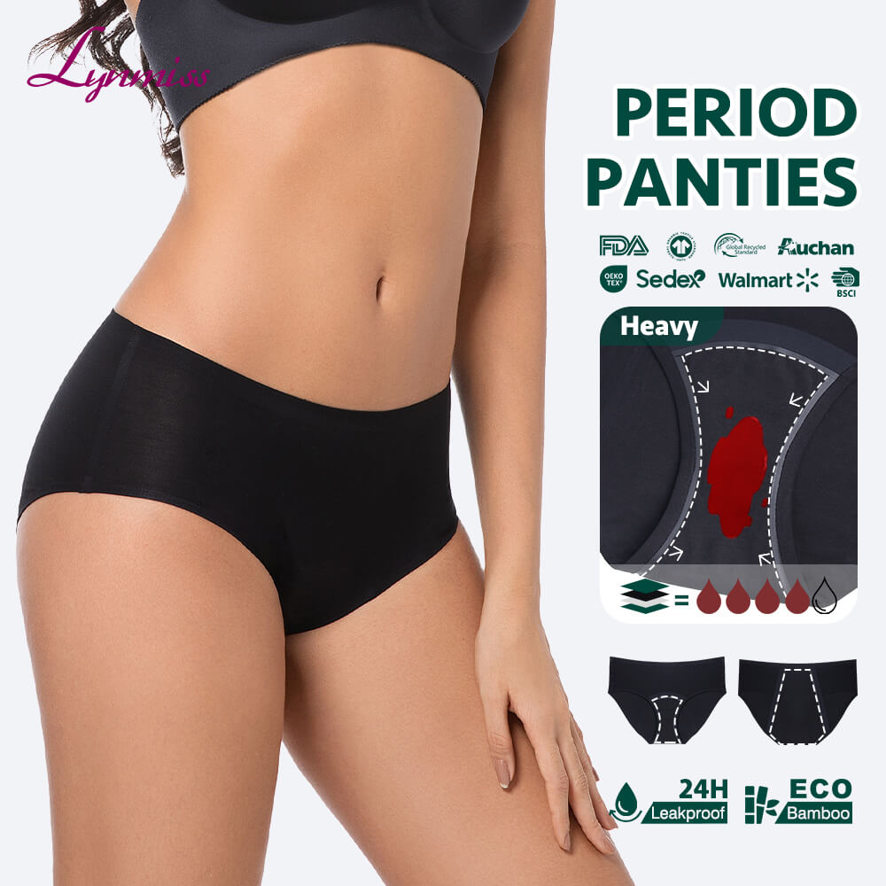 LY3154 Leak Proof Period Panties Mid-Waist Bamboo Menstrual Underwear | B2B Manufacturer