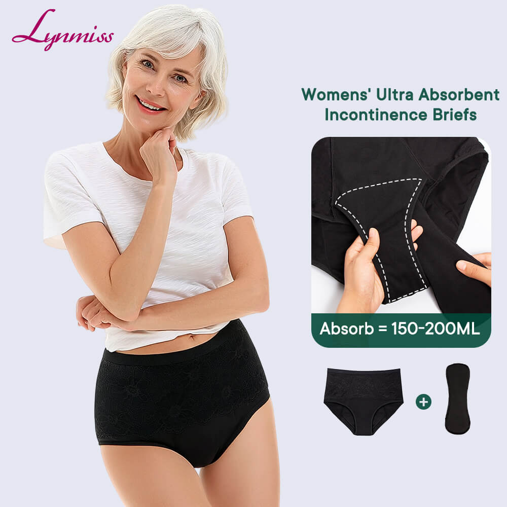 Women’s High Waist Incontinence Panties ly1769-1– Lace Leakproof Briefs with Built-in Pad | Manufacturer Supply